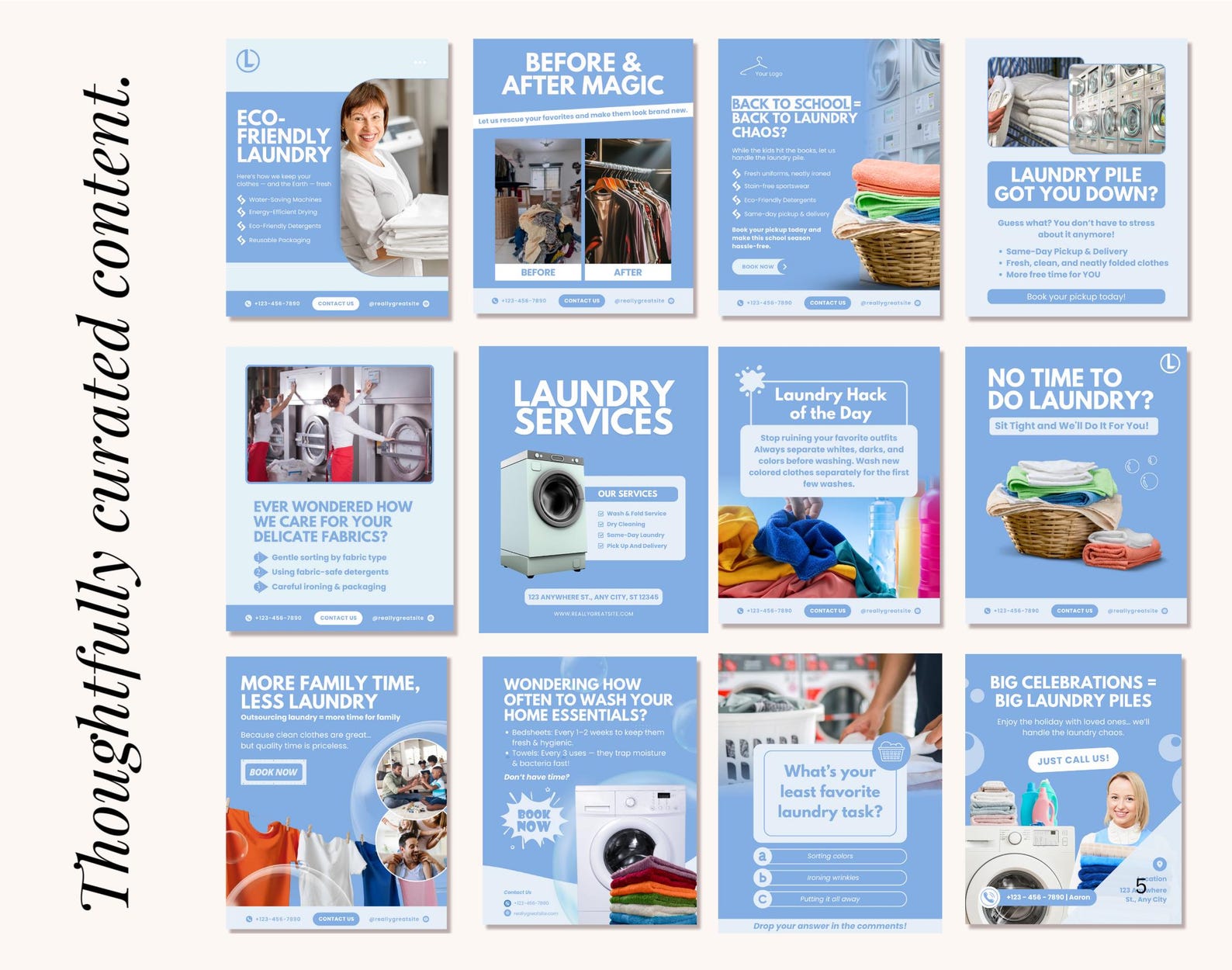Laundry Services Canva Templates | Dry Cleaning, Washing, Ironing ...