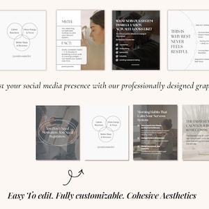 Trauma informed wellness Canva templates for therapists and mental health coaches