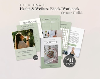 Health & Wellness Ebook Toolkit | 150+ Canva Workbook Templates (Digital Download) Lead Magnet and Guide Templates for Wellness Coaches