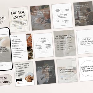 Somatic healing Instagram post templates designed for emotional regulation content