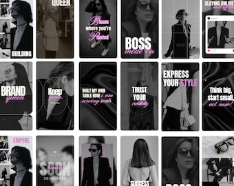 25 Luxury Purple Boss Lady, Coach, Blogger, Content creator, Influencer, Elegant Modern Social Media Canva Story Reel Cover Templates