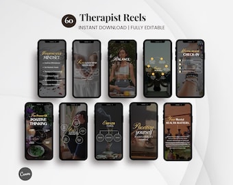 Therapist Reels Templates | Mental Health Coach Instagram Canva Kit | Counselors, Psychologists & Coaches Social media | Editable Videos