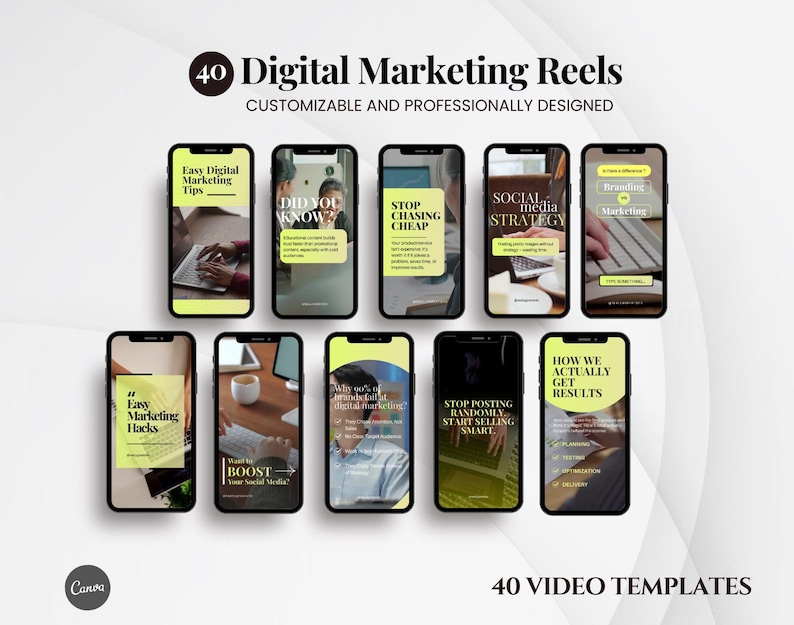 Digital marketing reels Canva templates for Instagram content