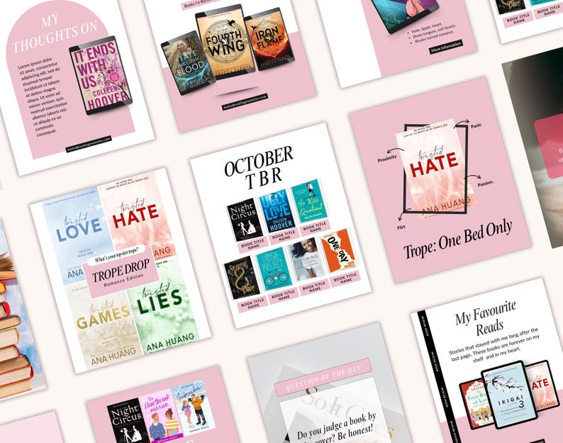 Bookstagram, Author, Book Review, Book Lover, Book marketing, Book Blogger, Book Content Creator Kit Instagram social media post templates