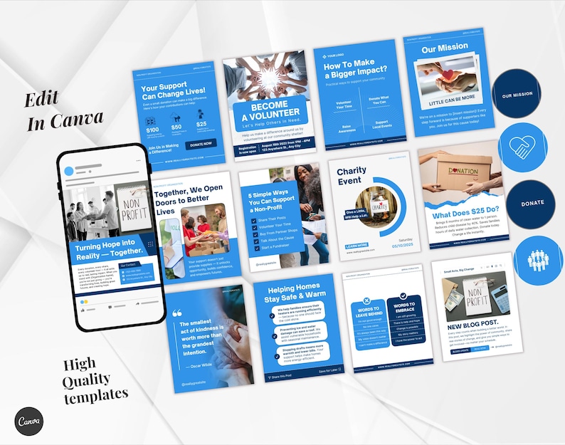 Fundraising campaign Canva templates for social media
