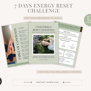 7-Day Energy Reset Challenge Canva Template for Coaches | Health & Wellness Editable Client Habit Program | Coaching Handout and Guide