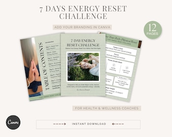7-Day Energy Reset Challenge Canva Template for Coaches | Health & Wellness Editable Client Habit Program | Coaching Handout and Guide