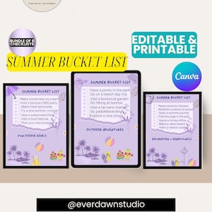 Summer Bucket List Bundle | Printable Travel, Adventure, Water Fun, and Relaxation Checklists | Instant Download