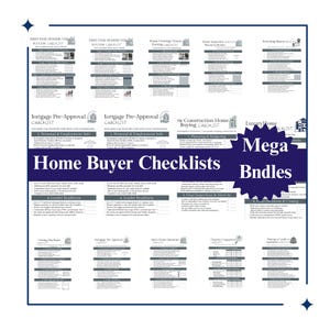 Buyer Checklist Bundle | 13 Real Estate Checklists | Printable & Editable PDF | First-Time Homebuyer Checklist| Open House Questions| Canva
