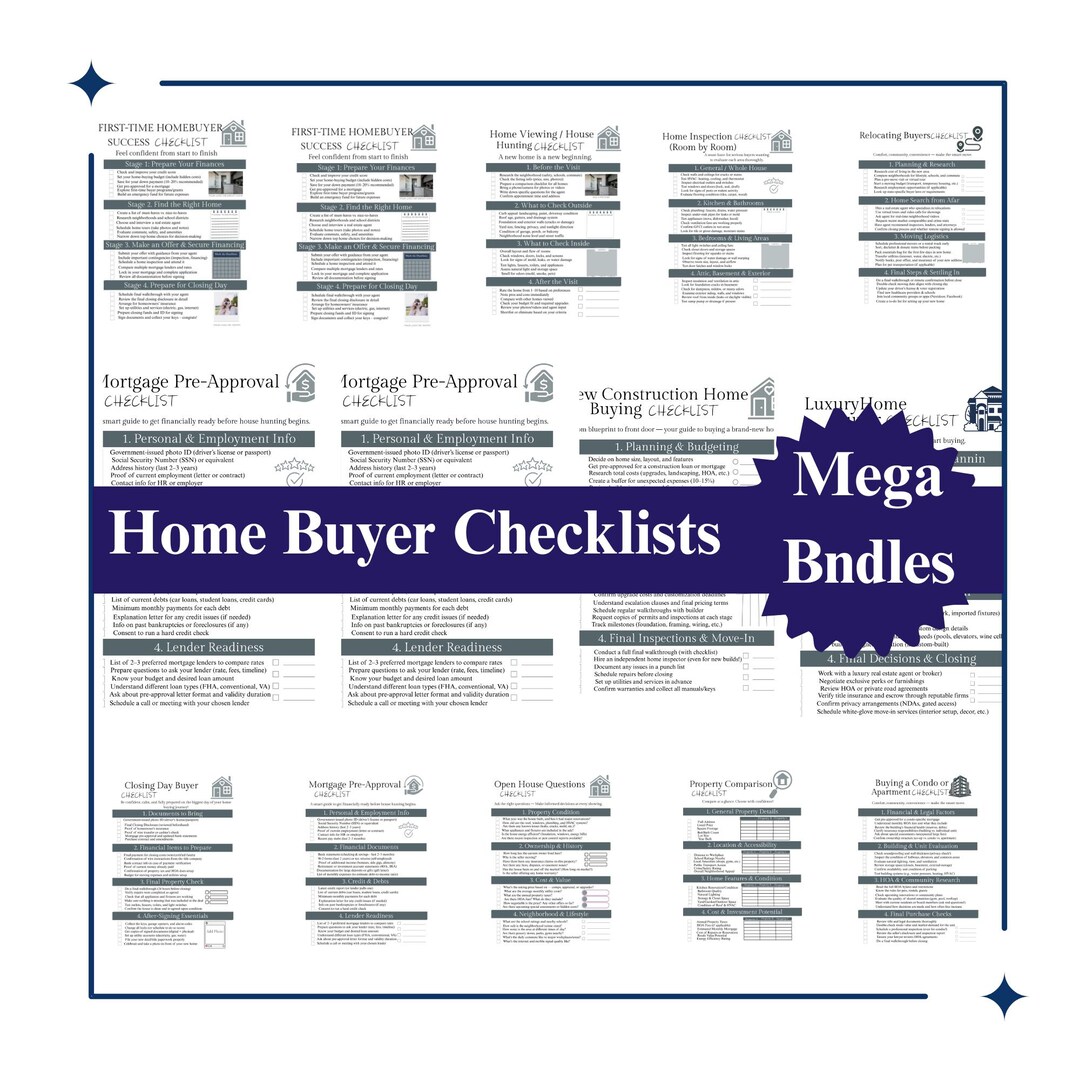 Home Buyer Checklist Bundle | 13 Printable & Editable Pdfs | First-time ...