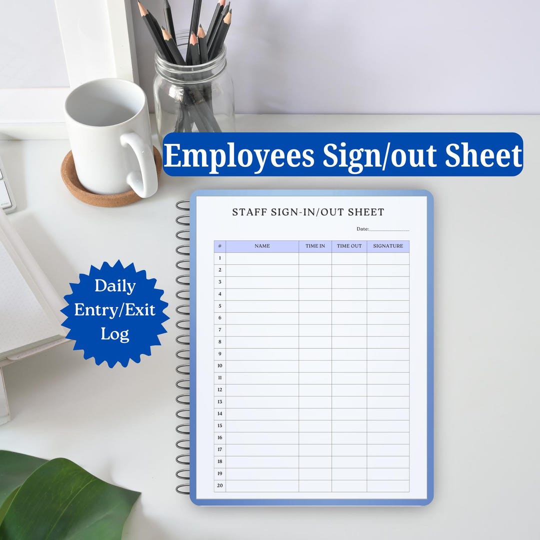 Printable Staff Sign In/out Log: Editable PDF Template - Etsy