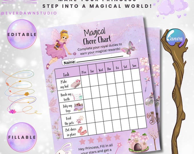 Princess Chore Chart.pdf This item is unavailable - Etsy