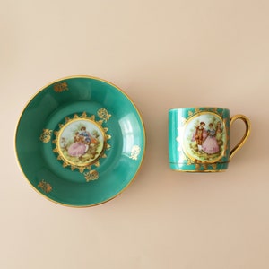 Vintage JKW Josef Kuba Weisau Bavaria fine porcelain Decor Carlsbad Bavaria Cup and Saucer Set