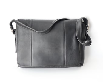 バッグ Coach Vintage Attache Case Black Vintage COACH Diplomat Attache Black Leather Briefcase Messenger