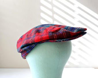Vintage Pendleton Wool Newsboy Plaid Driving Flat Cap Medium