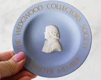 Wedgwood Blue Jasperware Trinket Dish, Collectors Society Plate