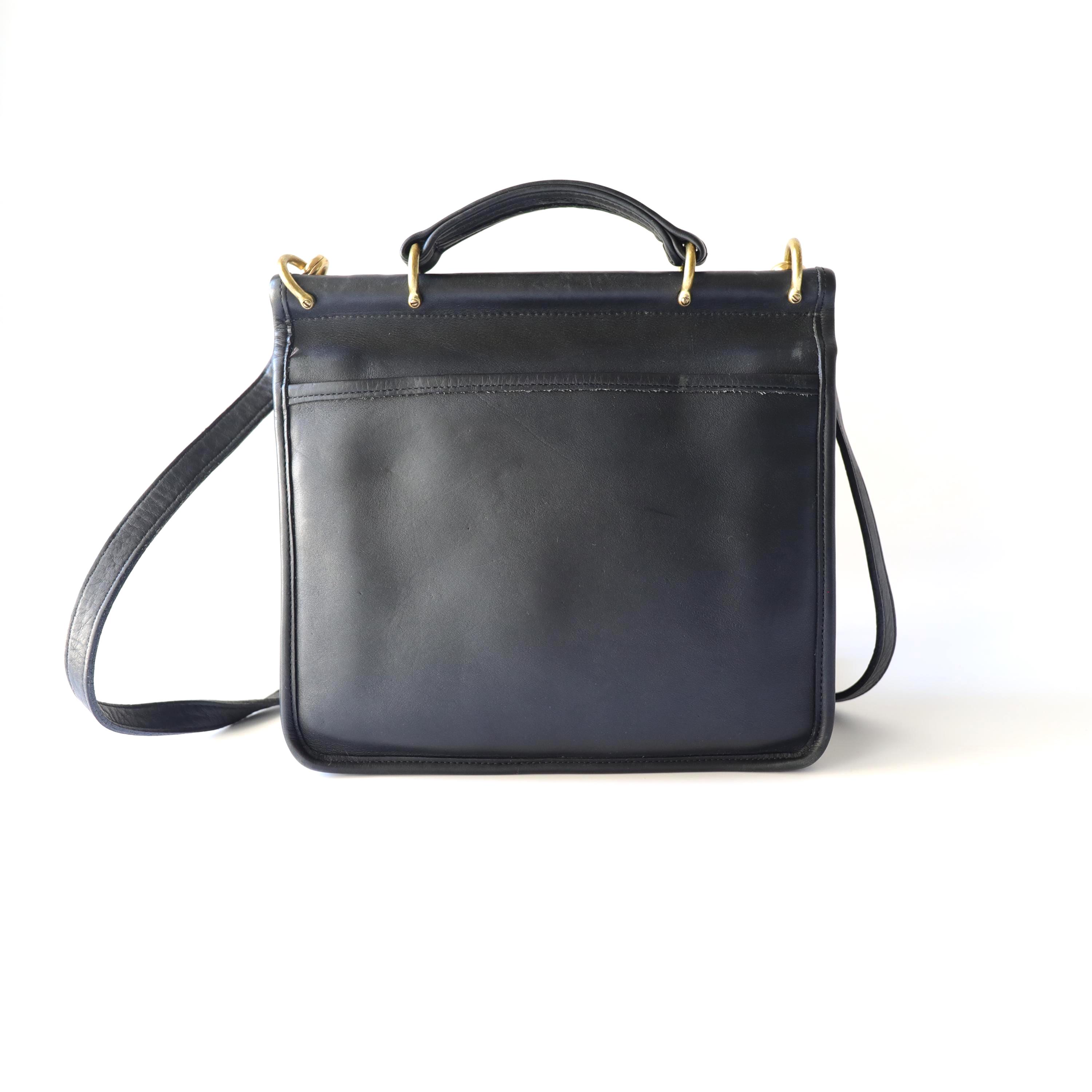 Vintage Coach Black Leather Messenger Bag - Wills 9927 - Made in