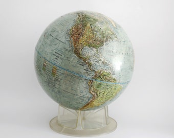 1940s Vintage Replogle Land and Sea 12inch Desk Globe, Wedding Table Decor, Office Decor