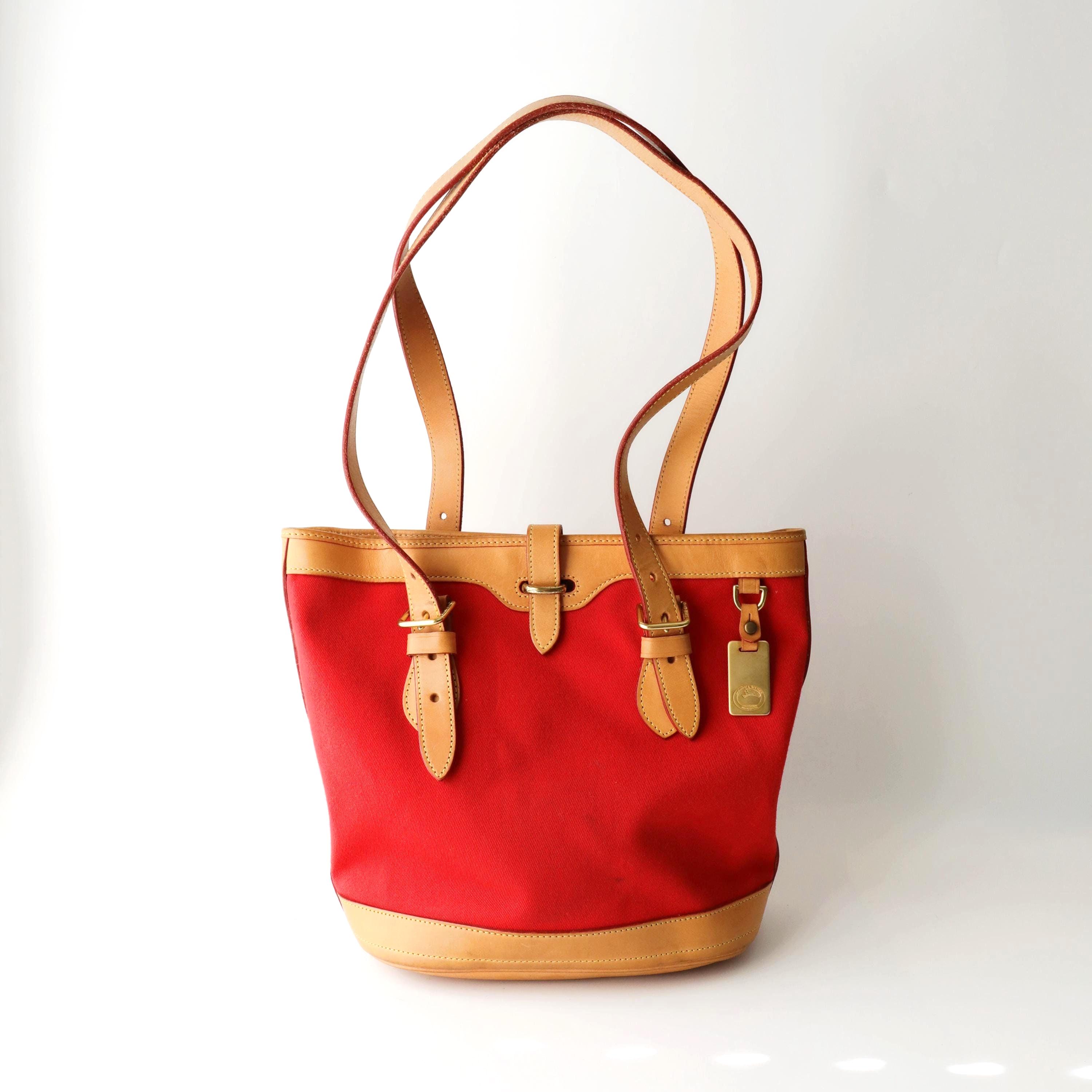 Dooney & Bourke Red Monogram Canvas Leather Trim Large Domed  Dooney & Bourke red tote bag main image 2