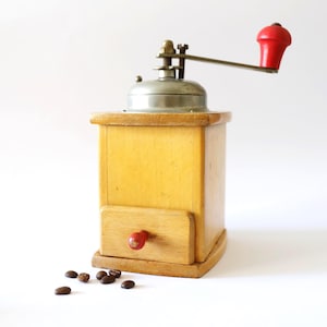 Vintage  Wood Coffee Grinder, Vintage German Coffee Grinder Mill