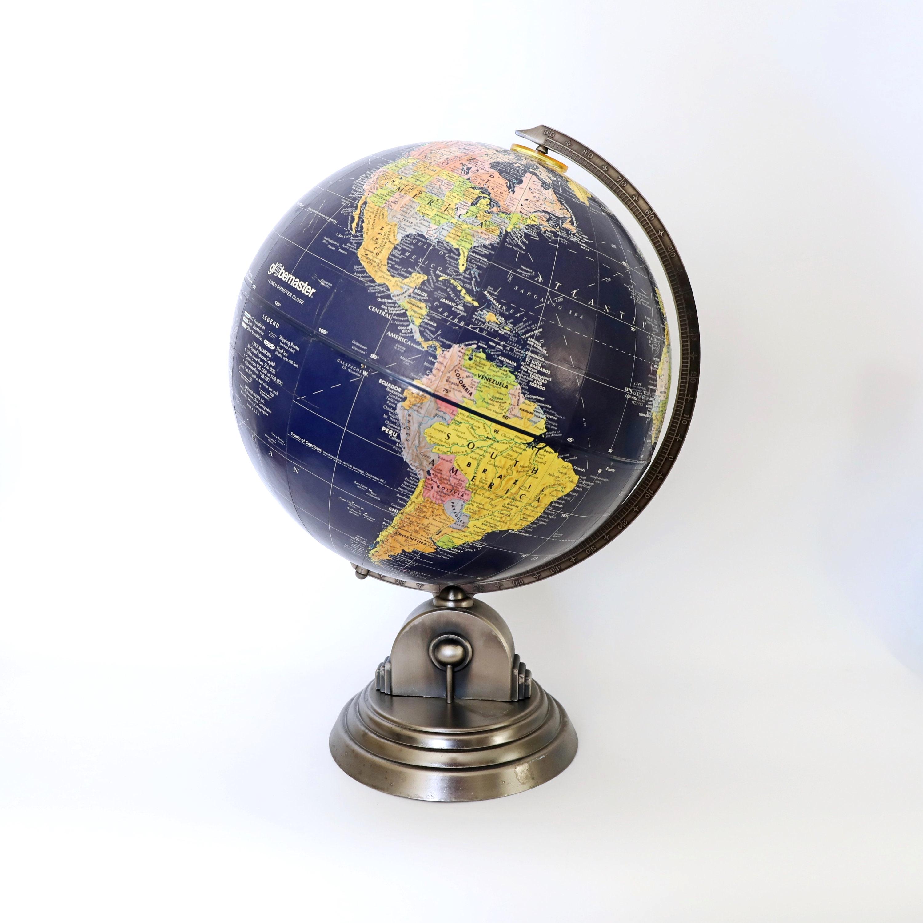 Vintage Globemaster 12" Dark Blue Ocean Globe By Replogle Made in USA
