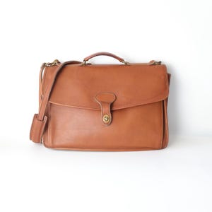 Vintage Jack Georges Tan Leather Briefcase: USA Made Shoulder Bag