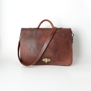 Vintage Brown Saddle Leather Briefcase: Handmade Laptop Bag