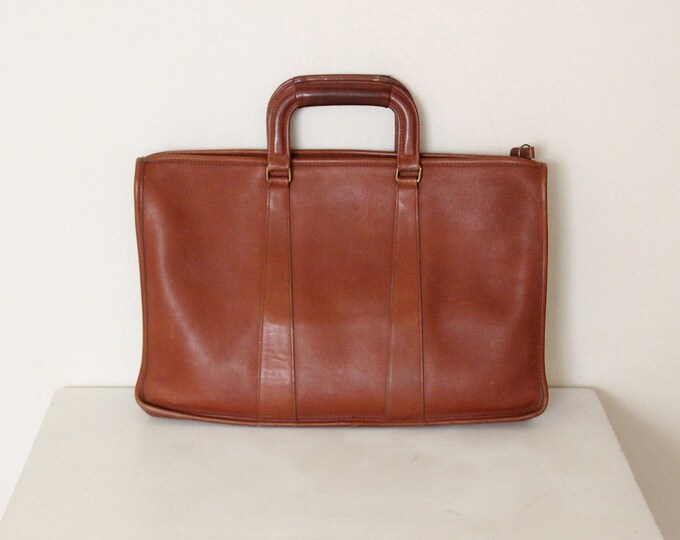 Vintage Coach Caramel Brown Color Leather Briefcase With Etsy
