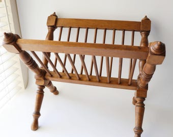 Vintage Tell City Maple Magazine Rack: Mid-Century Modern Solid Wood Storage