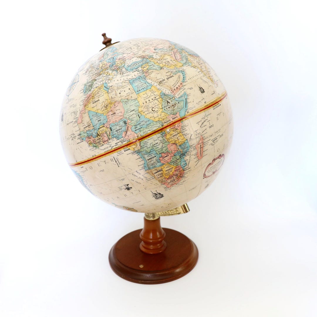 Vintage Replogle 12" World Classic Series Globe With Wood Stand / Made ...
