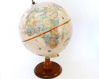 Vintage Replogle 12&quot; World Classic Series Globe with Wood Stand / Made in USA