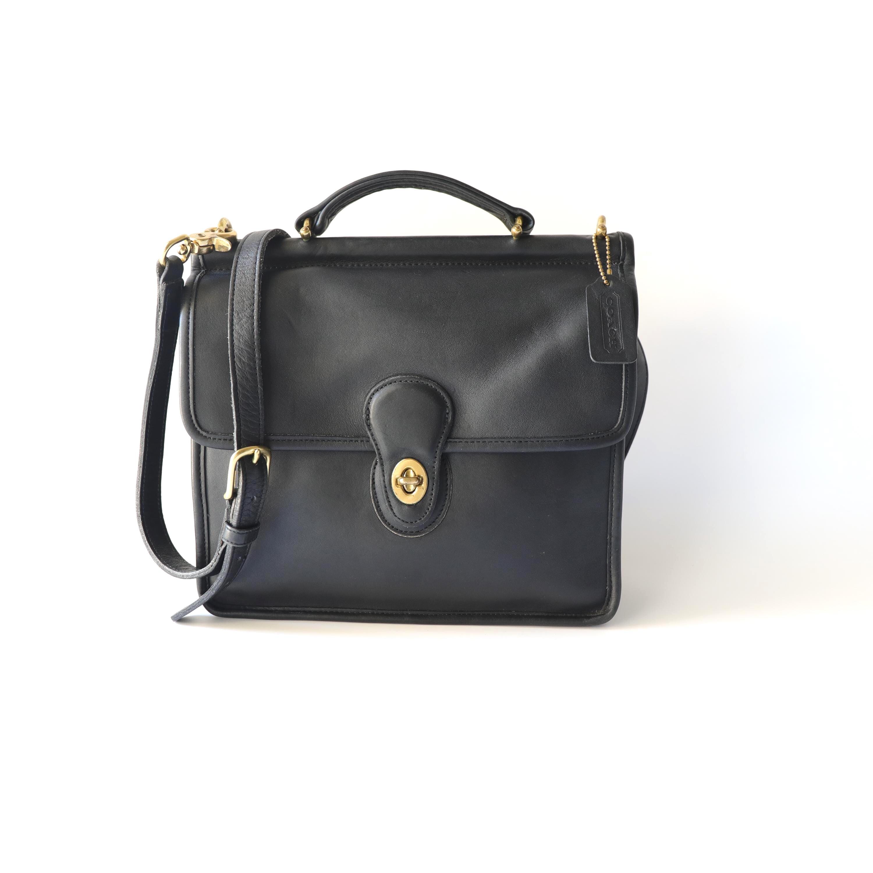 Vintage Coach Black Leather Messenger Bag - Wills 9927 - Made in