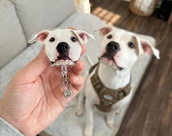 Porta badge personalizzato per animali domestici, porta badge con faccia di cane personalizzata / targhetta retrattile per infermieri, badge con foto di gatto in acrilico / regali di San Valentino