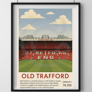 Póster de Old Trafford - Impresión digital del estadio del Manchester United - Regalo de decoración de fútbol para fans del Manchester United