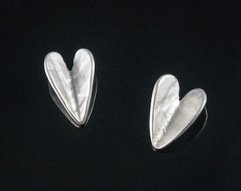 Silver Heart dimensional Post Earrings, Butterfly Studs, Leaf Posts