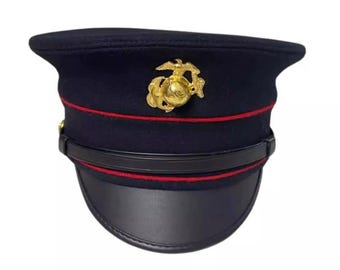 U.S. Marine Corps M1917 Dress Blue Enlisted Bell Crown Visor Cap