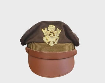 US Army Air Corps Officer Crusher Cap | Pilot Visor Hat Reproduction | Vintage aviation style