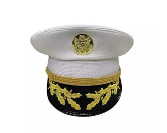 Replica US Army Field Grade Officer Service Dress White Hat Cap – All Sizes