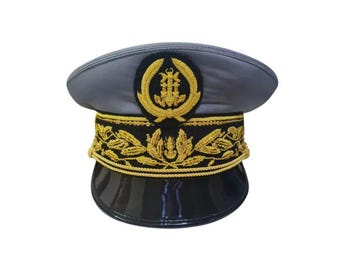 French Merchant Navy Visor Cap Reproduction High Quality Hand Embroidered