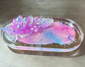 Bandeja ovalada para tocador con diseño de cristal - Jabonera - Organizador de joyas