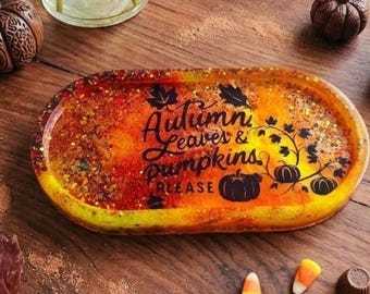 Bandeja de tocador de otoño - Jabonera decorativa de otoño para Halloween - Organizador de joyas