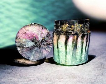 Tarro de resina Cosmic Mint con tapa – Contenedor para guardar objetos de la galaxia