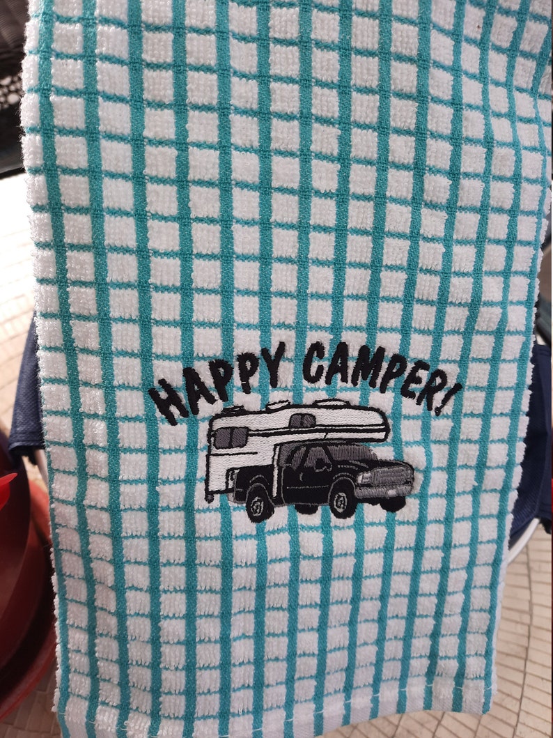 Happy Camper Kitchen Towel Exclusive Camper Pickup Design Etsy