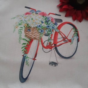 pillow cover with cute bicycle and flowers