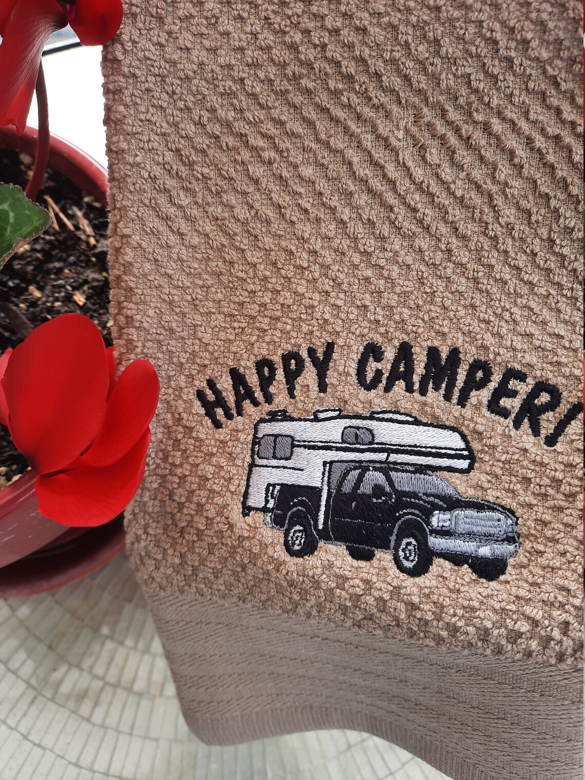 Happy Camper Kitchen Towel Exclusive Camper Pickup Design Etsy