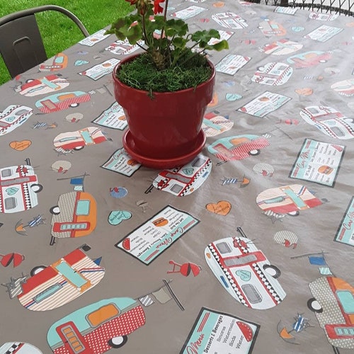 Vintage Trailer Picnic Table Tablecloth and Dark Blue RV Fun Etsy