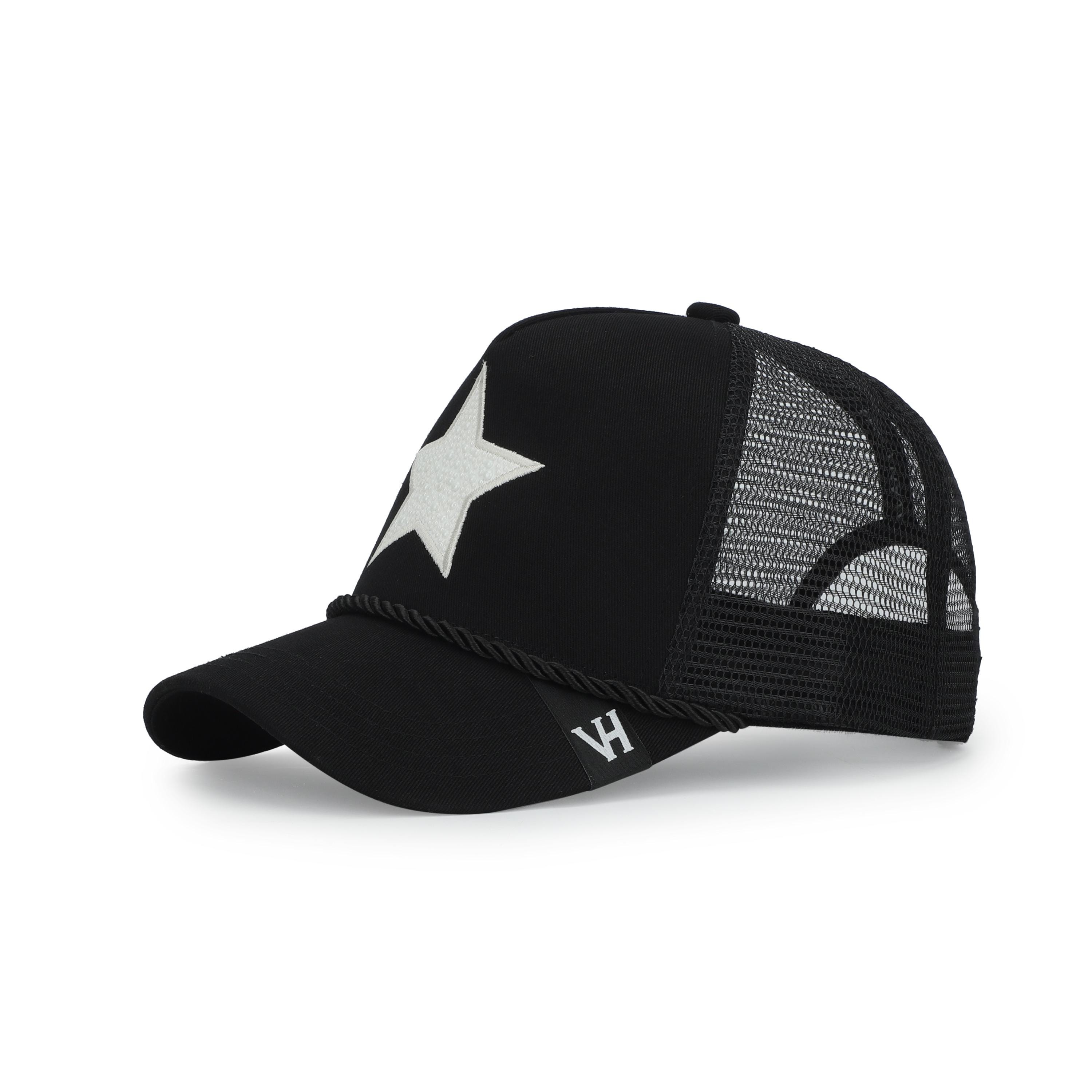 Vintage Havana Pearl Star Trucker Hat Snapback Adjustable Canvas Vintage Havana Black Trucker Hat for Women – Pearl Star  main image 3