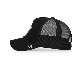 Vintage Havana Black Trucker Hat for Women – Pearl Star  display picture 1