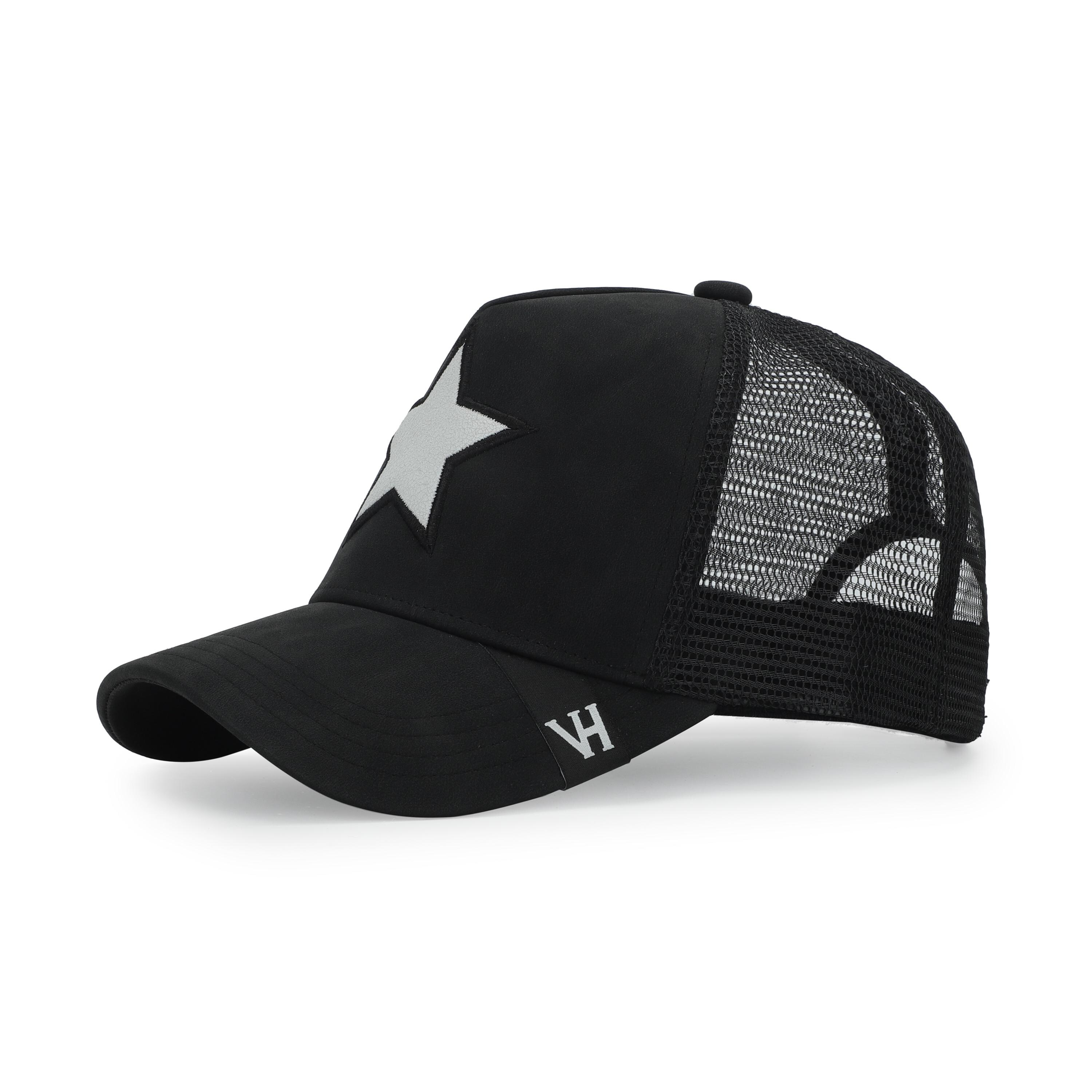Vintage Havana Synthetic Leather Black Trucker Hat for Women 