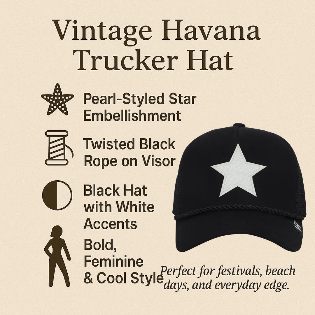 Vintage Havana Retro Snapback Trucker Hat Adjustable Star Snapback VINTAGE HAVANA Trucker Hats Women | Mesh Adjustable Snapback  main image 3